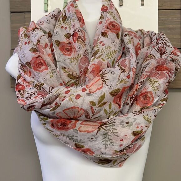 Marcus Adler New York Floral Large White Fashion Scarf with Frayed Edges- OS - Picture 4 of 14